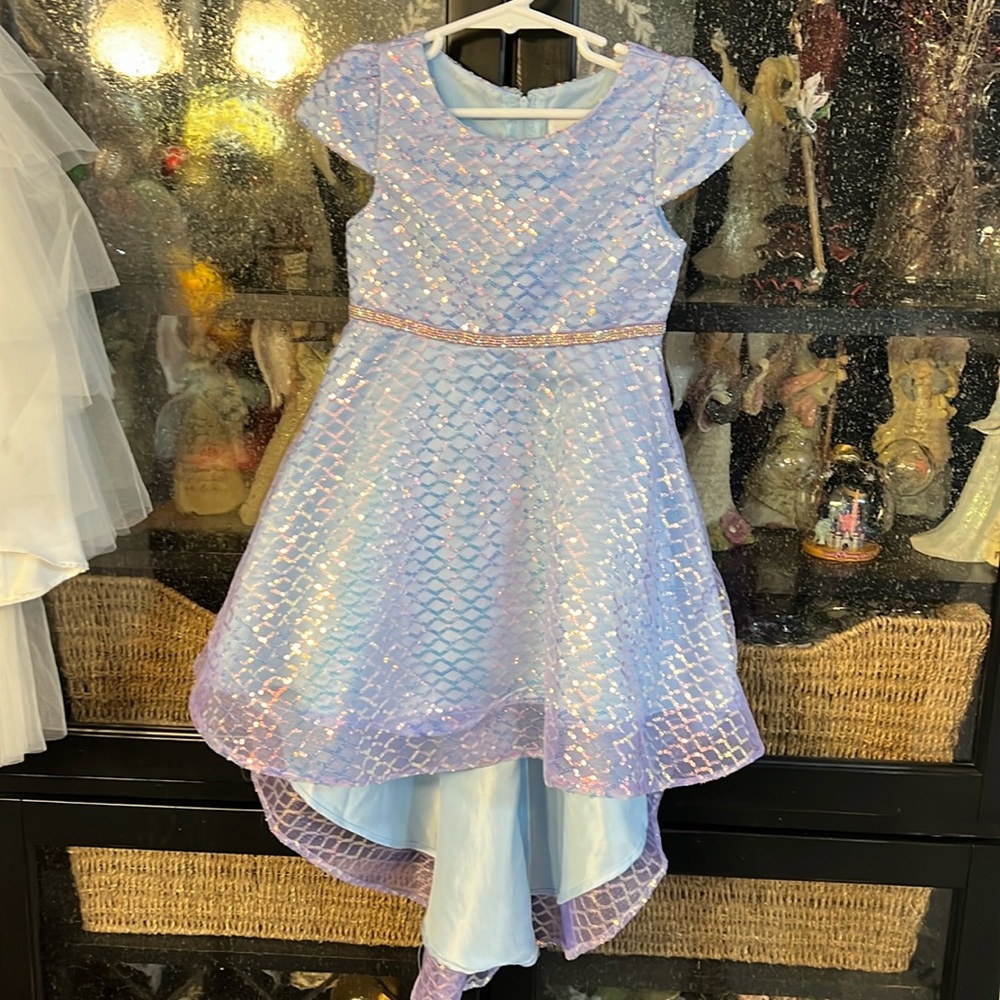 3T purplish blue sequined high low dress.